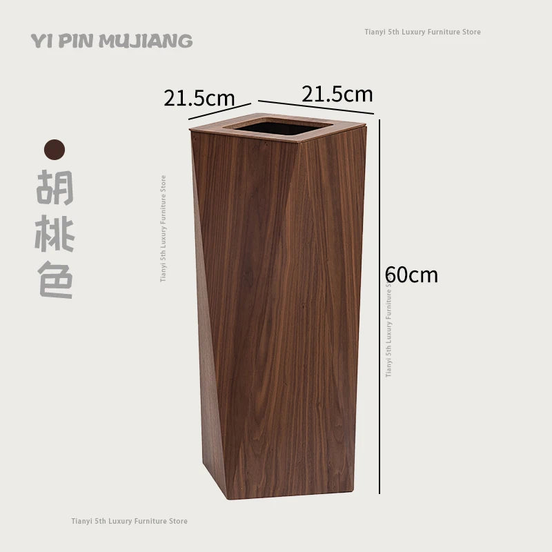 Poubelle Design en Bois Style Nordique – Forme Diamant, Salon & Bureau