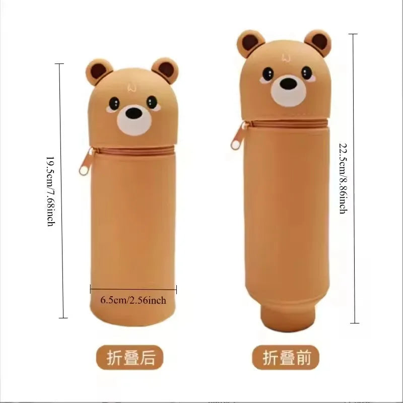 Trousse Télescopique en Silicone – Animaux Mignons, Grande Capacité, 15 Designs