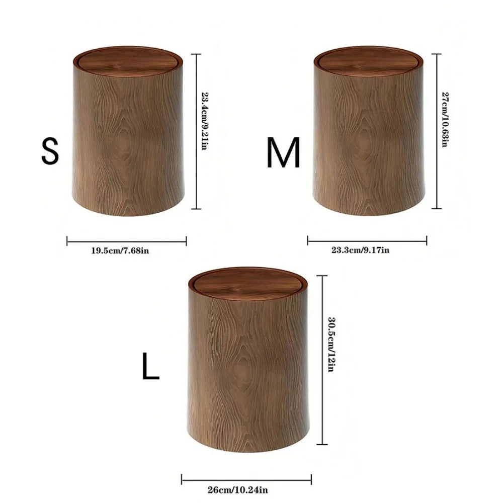 Poubelle Style Tronc d’Arbre – Couvercle à Bascule – 3 Tailles – Bureau, Cuisine & Salle de Bain
