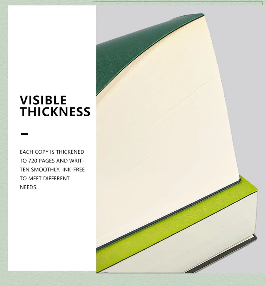 Cahier en Cuir Souple A6 – 720 Pages Blanches – Ultra Épais – Dessin & Écriture – 4 Coloris