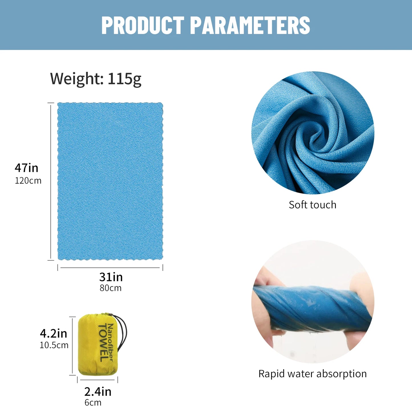 Serviette Microfibre Ronde – Séchage Rapide, Légère, Plage Running Voyage