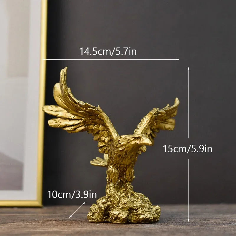 Statue Aigle Doré en Résine – Figurine Décorative Prestige Bureau et Salon