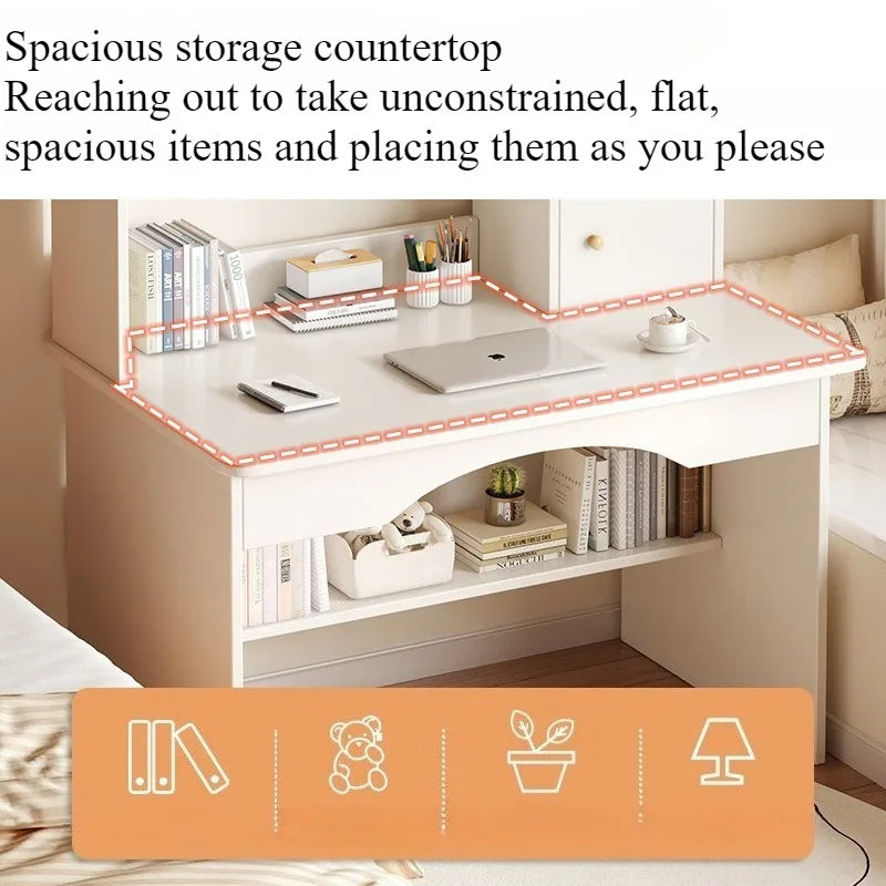Bureau-Bibliothèque Intégré – Bureau Étudiant avec Rangement, 80 ou 100 cm