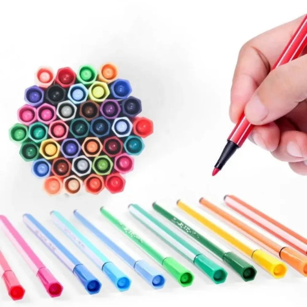 Feutres Aquarelle Lavables – Non Toxiques, Pointe Souple – Set de 12, 18, 24 ou 36 Couleurs