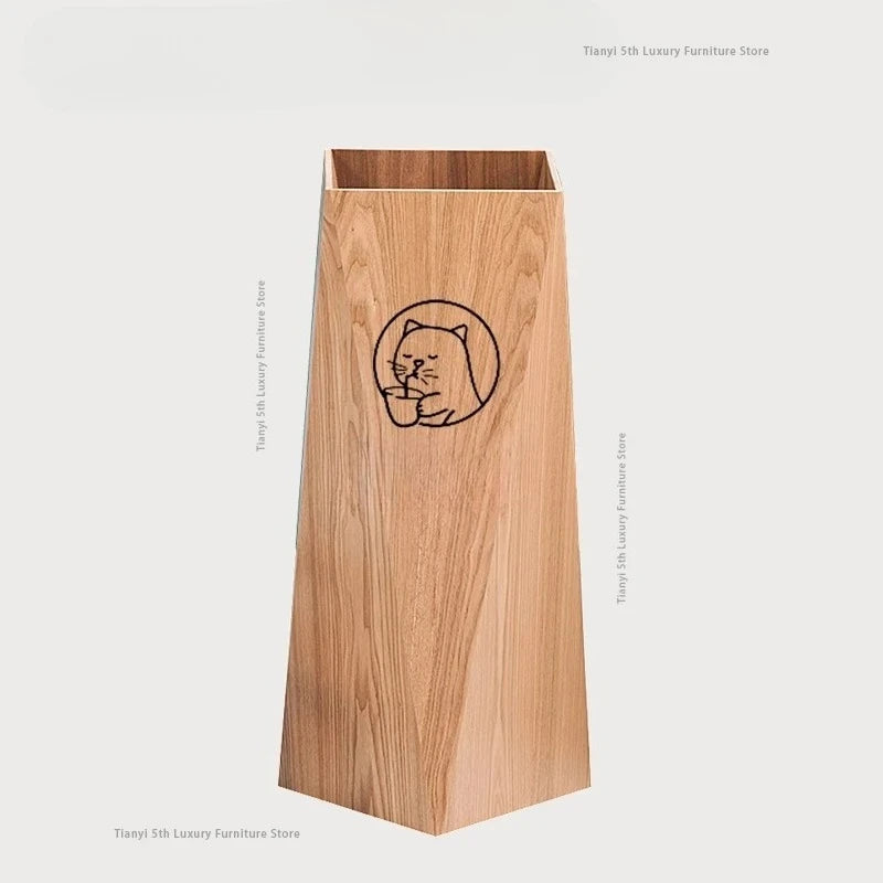 Poubelle Design en Bois Style Nordique – Forme Diamant, Salon & Bureau
