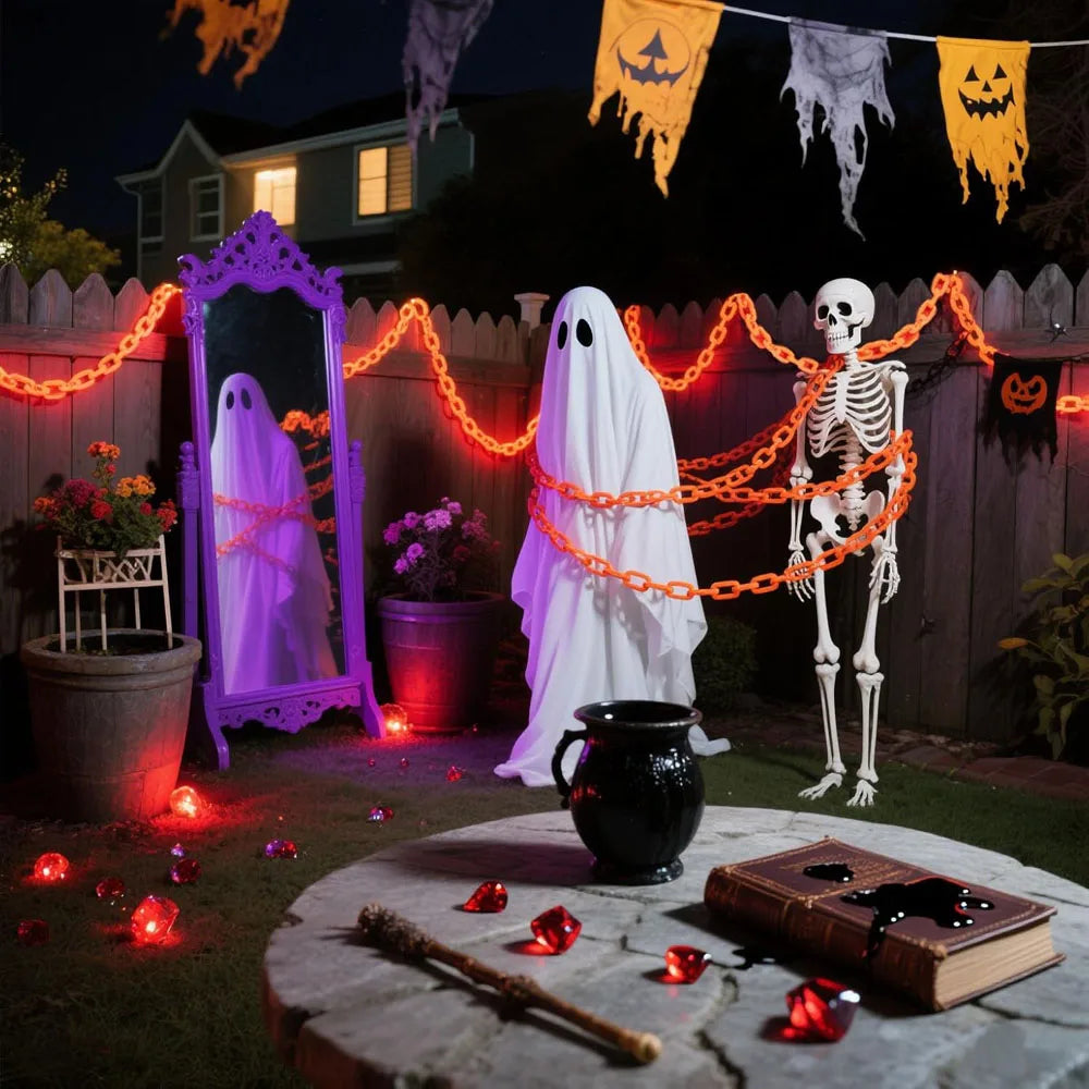 Guirlande Chaîne LED Halloween – 8 Modes Lumineux, Solaire ou Batterie, 2M ou 3M