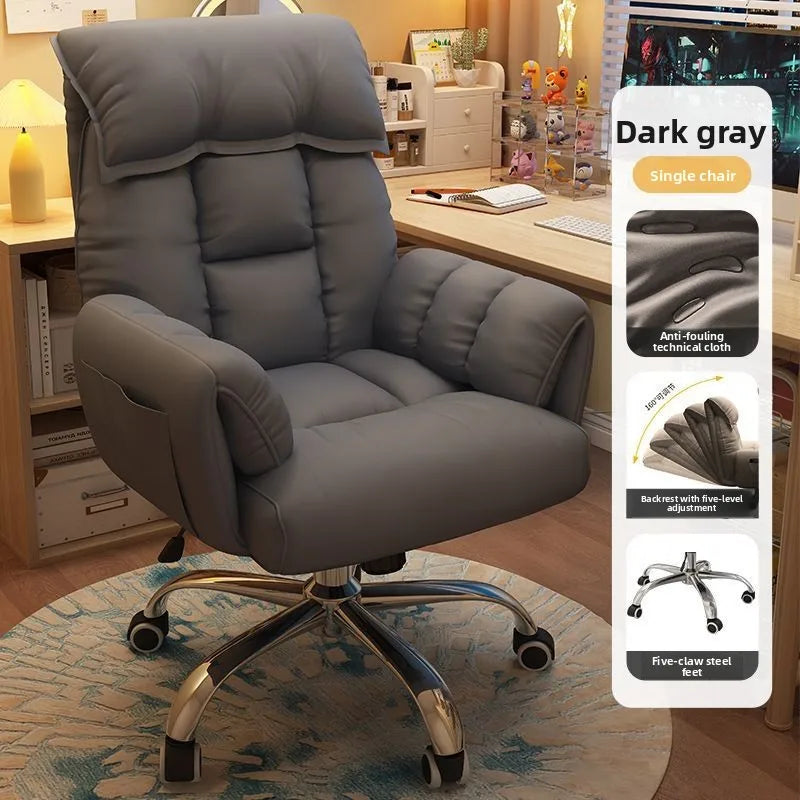 Chaise de Bureau Confortable avec Accoudoirs et Repose-pieds – Inclinable, Hauteur Réglable, 12 Coloris