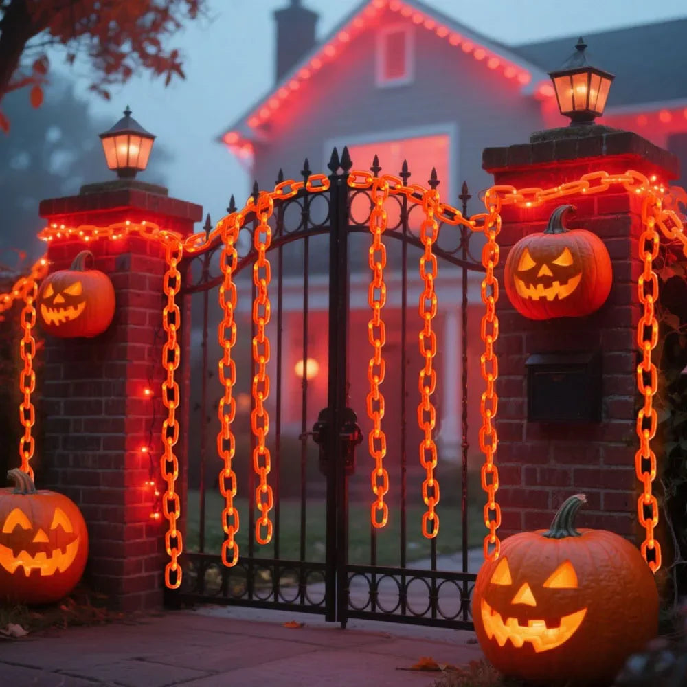 Guirlande Chaîne LED Halloween – 8 Modes Lumineux, Solaire ou Batterie, 2M ou 3M