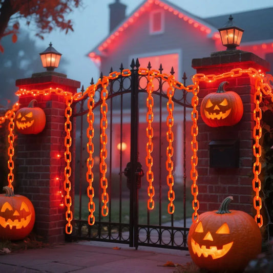 Guirlande Chaîne LED Halloween – 8 Modes Lumineux, Solaire ou Batterie, 2M ou 3M