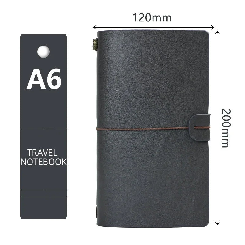 Carnet A6 Cuir Rétro à Sangle – Feuilles Mobiles – Journal de Voyage – 5 Coloris