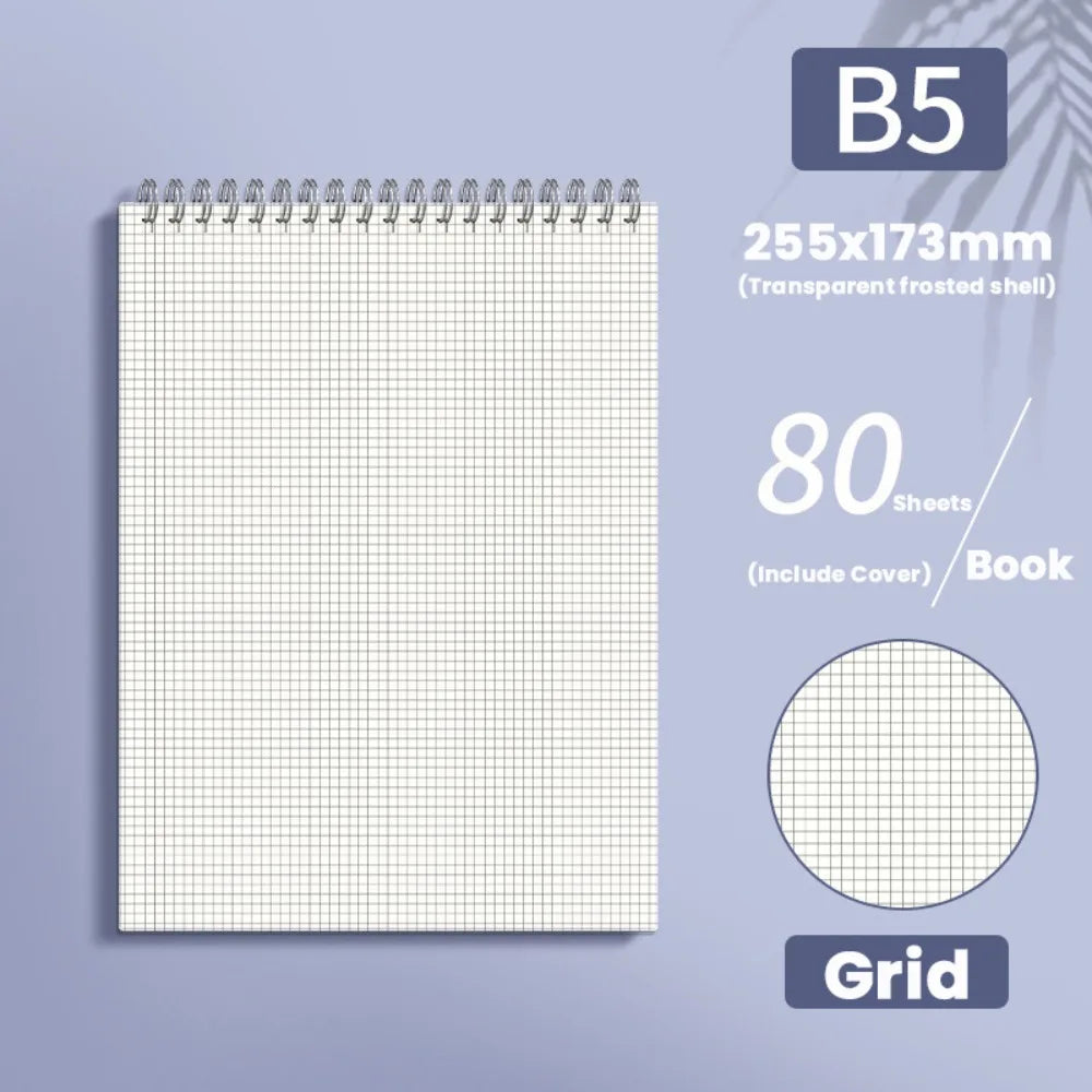 Cahier à Spirale Épaissi A4/A5/A6/B5 – Ligné, Quadrillé ou Vierge, Flip-Over