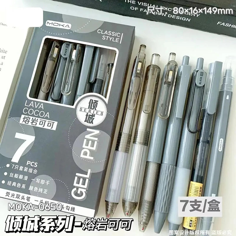 Lot de 7 Stylos Gel Transparents 0,5 mm – Minimaliste, Signature, Bureau & École, 6 Coloris