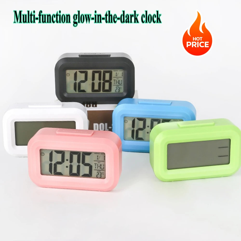 Réveil Digital LED – Horloge Électronique Rétroéclairée, Snooze, Calendrier, Bureau & Maison, 5 Coloris