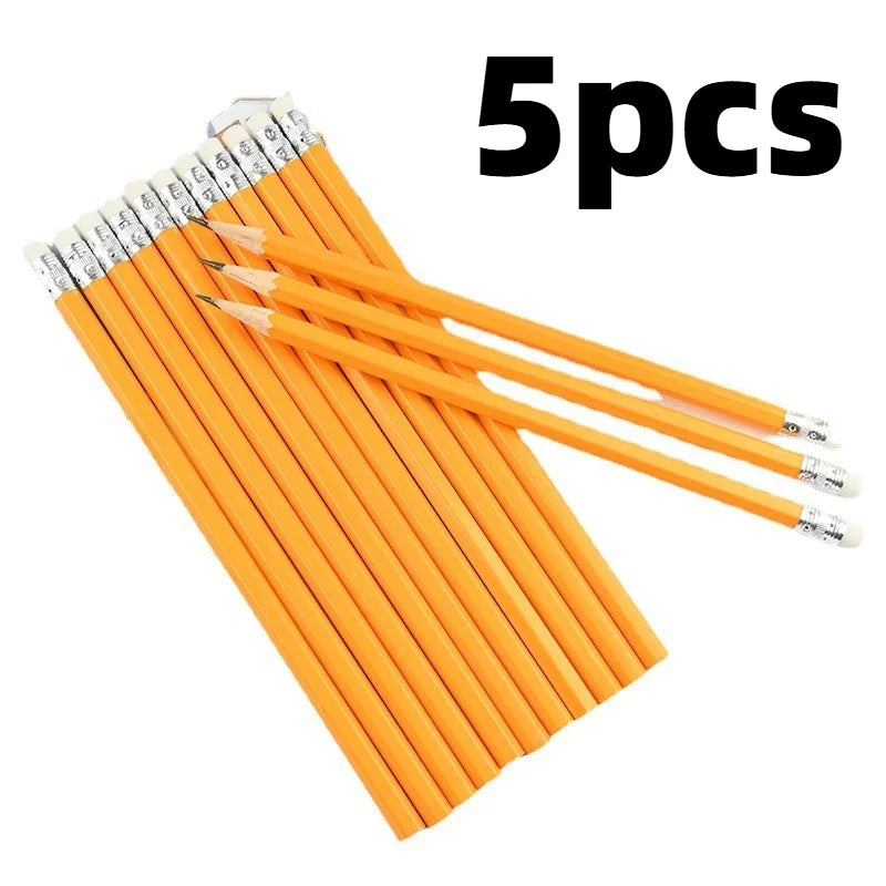 Crayons HB avec Gomme Intégrée – Écriture Fluide – Lot de 5 ou 10 – École & Bureau