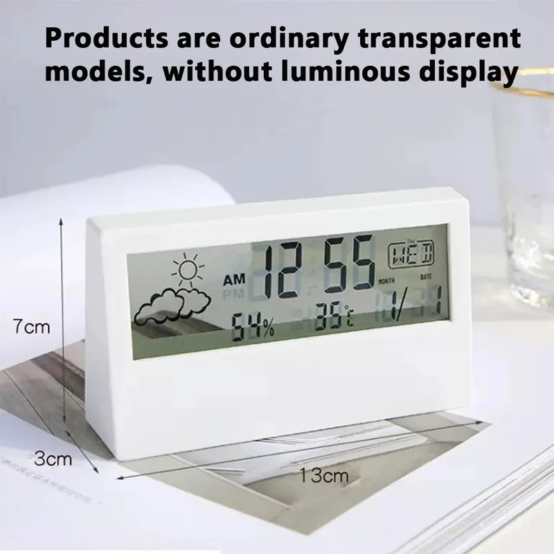 Thermomètre Hygromètre LED – Horloge Électronique, Température & Humidité, Alarme