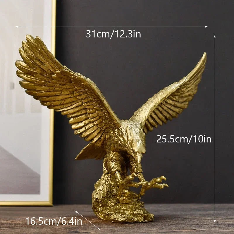 Statue Aigle Doré en Résine – Figurine Décorative Prestige Bureau et Salon