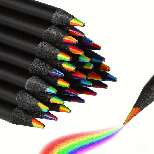 Crayons Arc-en-Ciel 7 Couleurs – Crayons de Couleur pour Dessin & Coloriage, 3 Tailles
