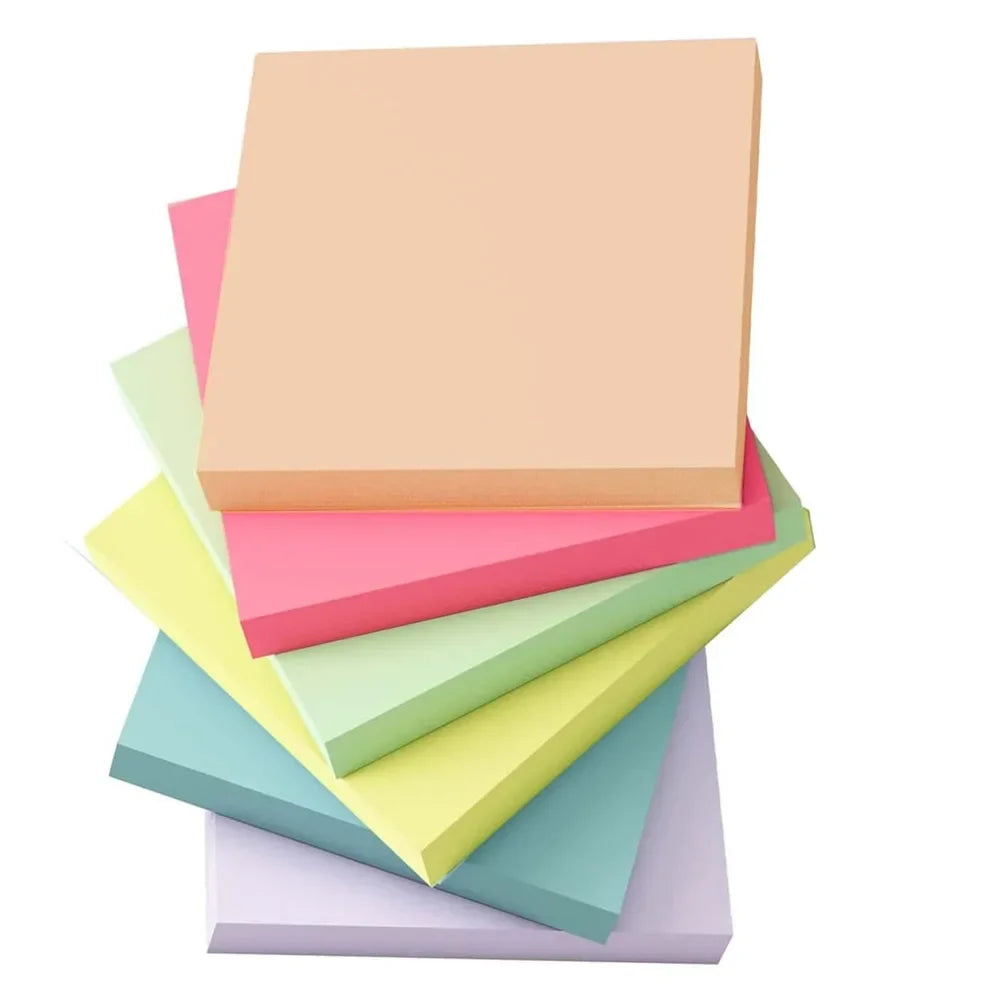 Bloc-Notes Autocollant – 6 Couleurs, 300 Feuilles, Bureau & École, 3 Designs