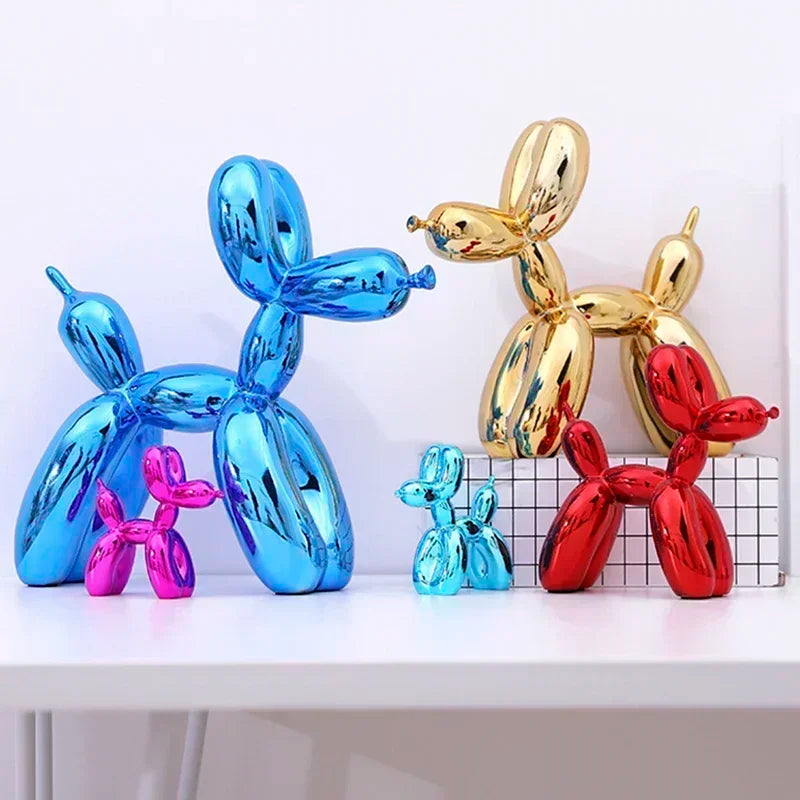 Sculpture Chien Ballon en Résine – Figurine Décorative Style Nordique