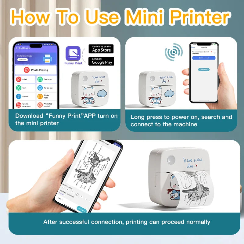 Mini Imprimante Thermique Portable DOLEWA D2 – Bluetooth, Sans Encre, Étiquettes & Photos
