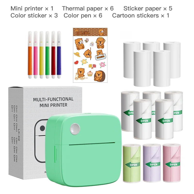 Mini Imprimante Thermique Portable DOLEWA D2 – Bluetooth, Sans Encre, Étiquettes & Photos