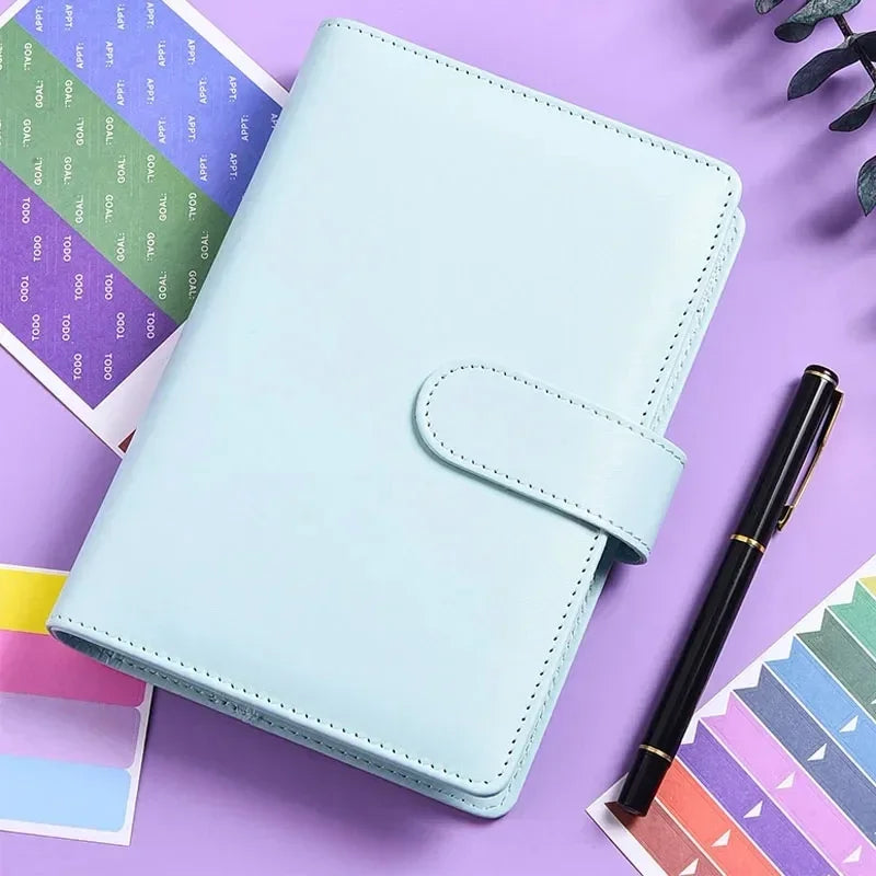Classeur Budget A6 en Cuir PU – Organiseur Enveloppes – Pochettes & Anneaux – 10 Coloris