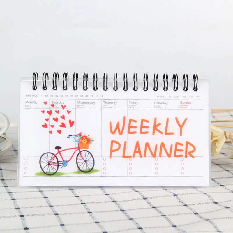 Agenda Journal Portable – Planning Hebdomadaire & Mensuel, 4 Motifs
