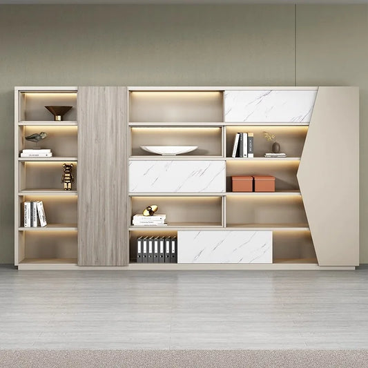 Armoire de Bureau avec Serrure – Bibliothèque Bois Moderne, 5 Niveaux, 15 Modèles