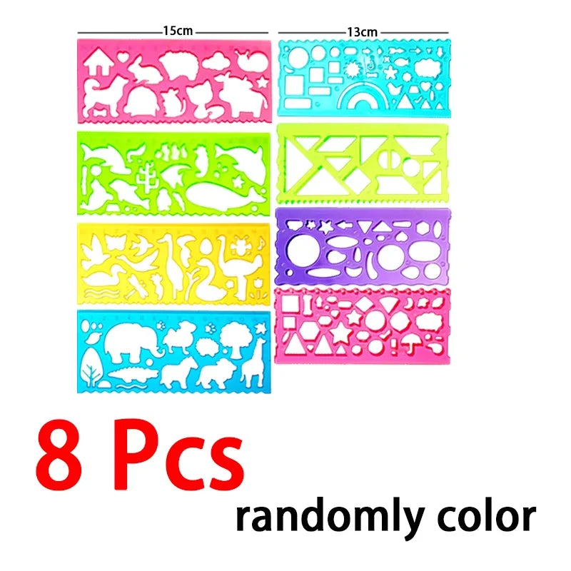 Pochoirs Règles Créatives Kawaii – Animaux & Géométrie, Dessin & Scrapbooking, Lot au Choix