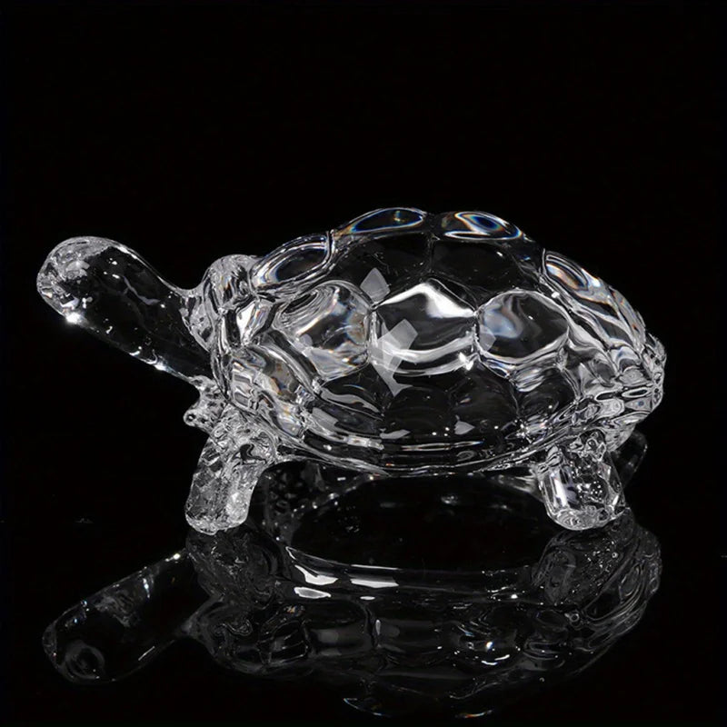 Tortue Porte-Bonheur Effet Cristal – Statuette Décorative Bureau et Maison