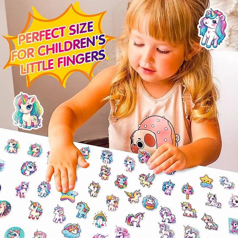 Stickers PVC Licorne – Set 10, 30 ou 50 Pièces, Imperméables, Scrapbooking & Déco, 2 Designs