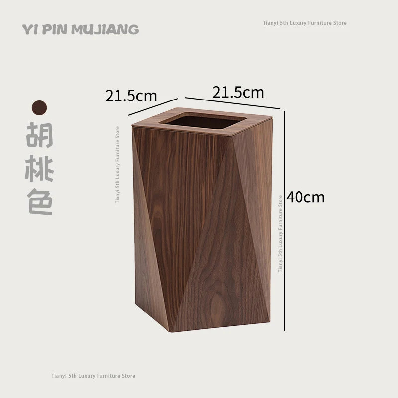 Poubelle Design en Bois Style Nordique – Forme Diamant, Salon & Bureau