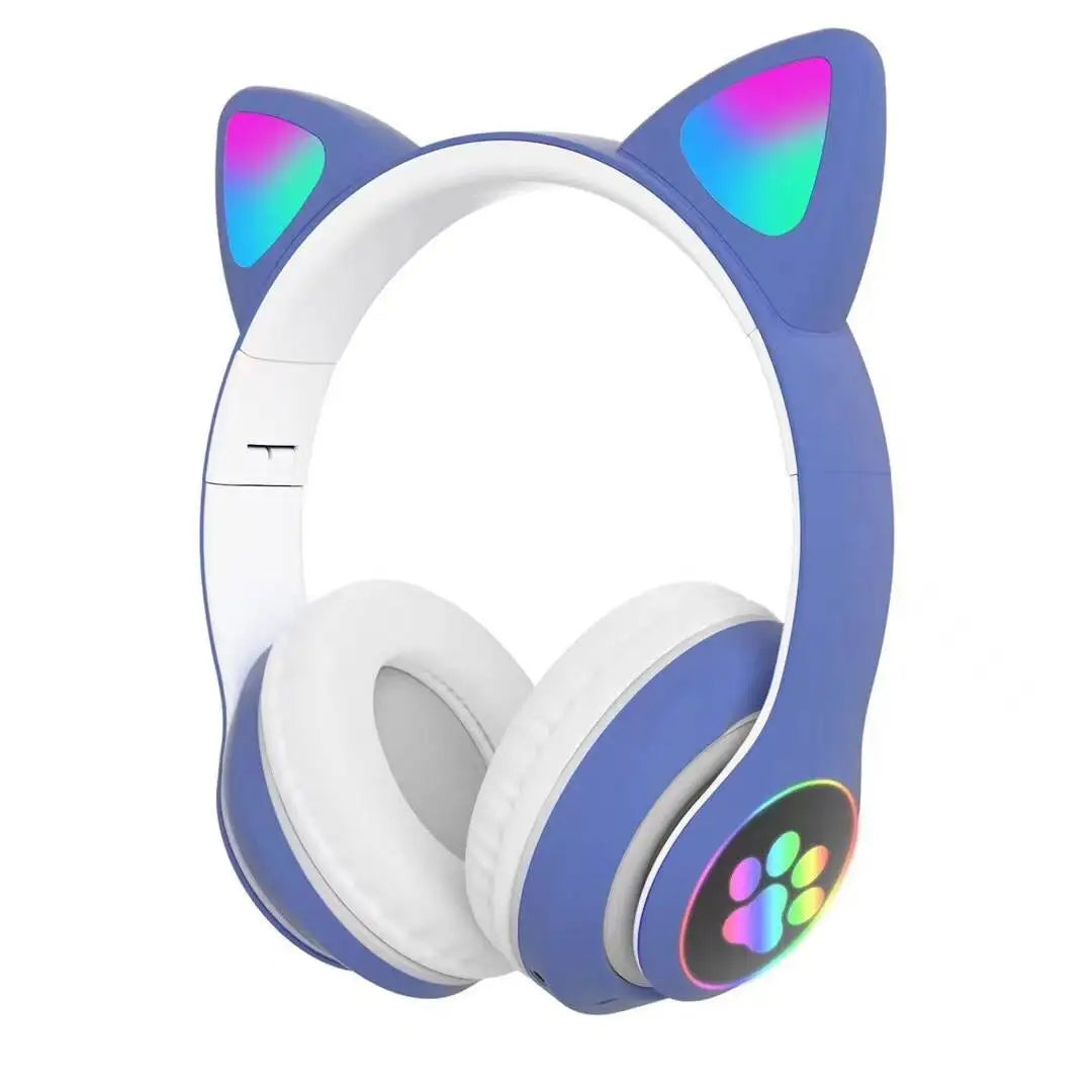 Casque Bluetooth Oreilles de Chat LED – Enfant Fille, Pliable, Sans Fil 5.0