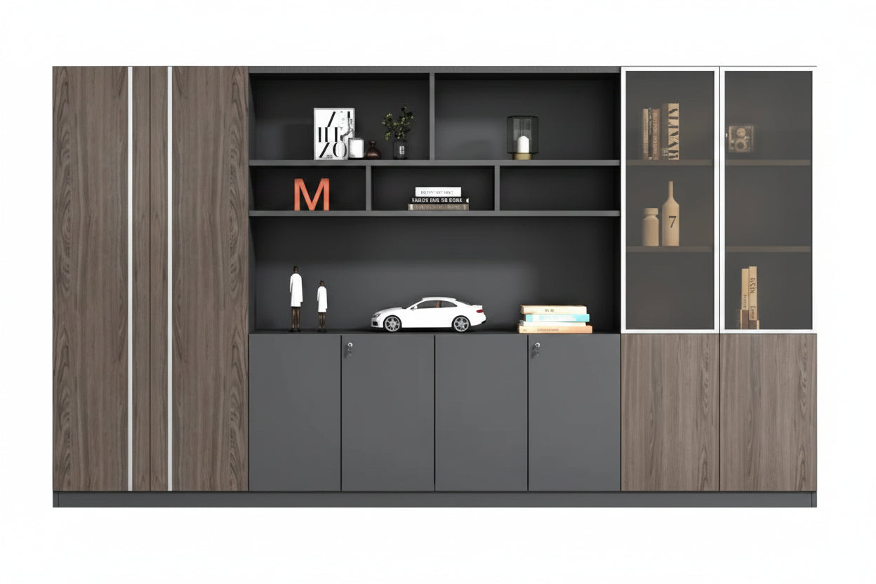 Bibliothèque de Bureau Modulable avec LED et Tiroirs – 7 Tailles, 0,8 m à 3,2 m