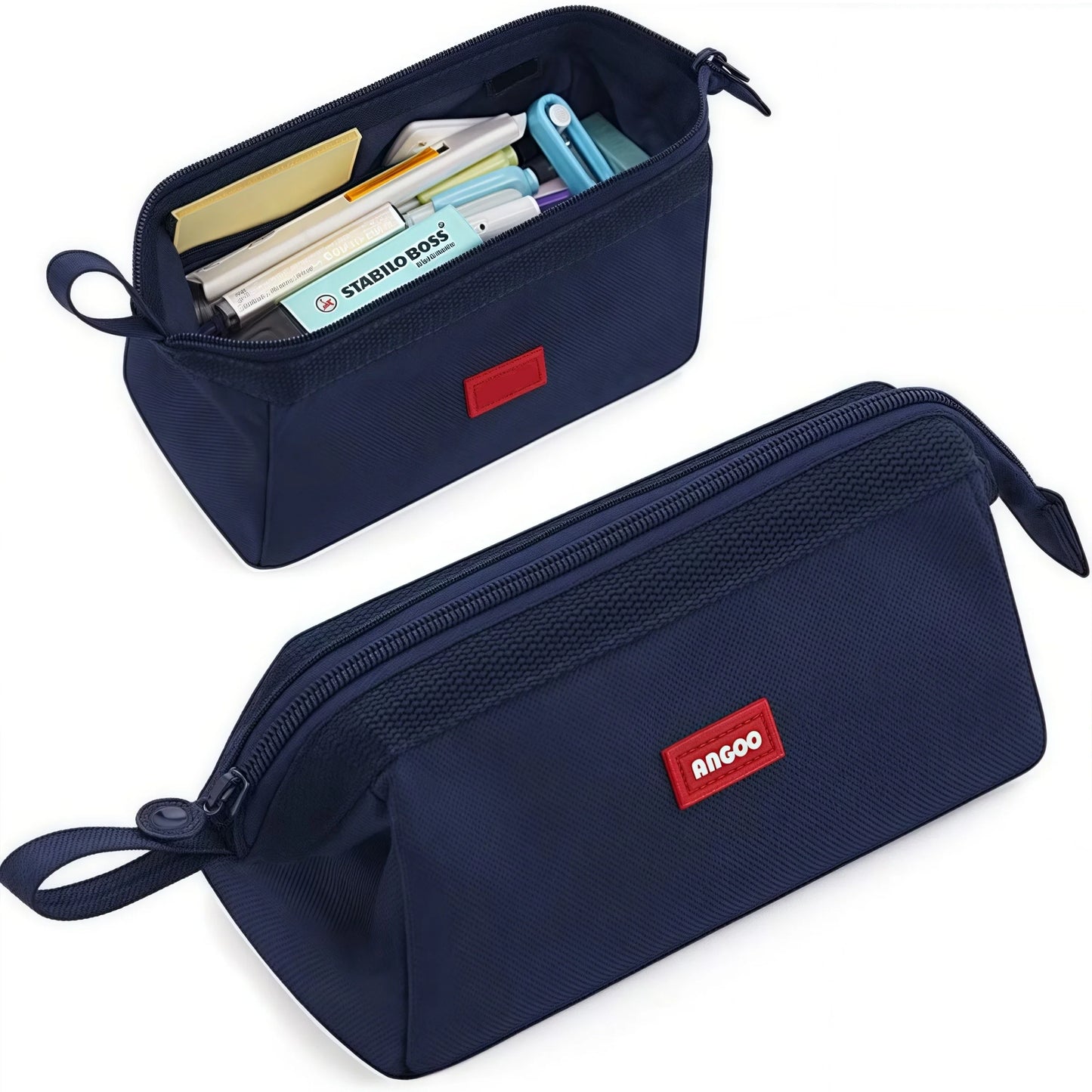Trousse à Crayons Grande Capacité avec Porte-Étiquette – Style Minimaliste, 7 Couleurs