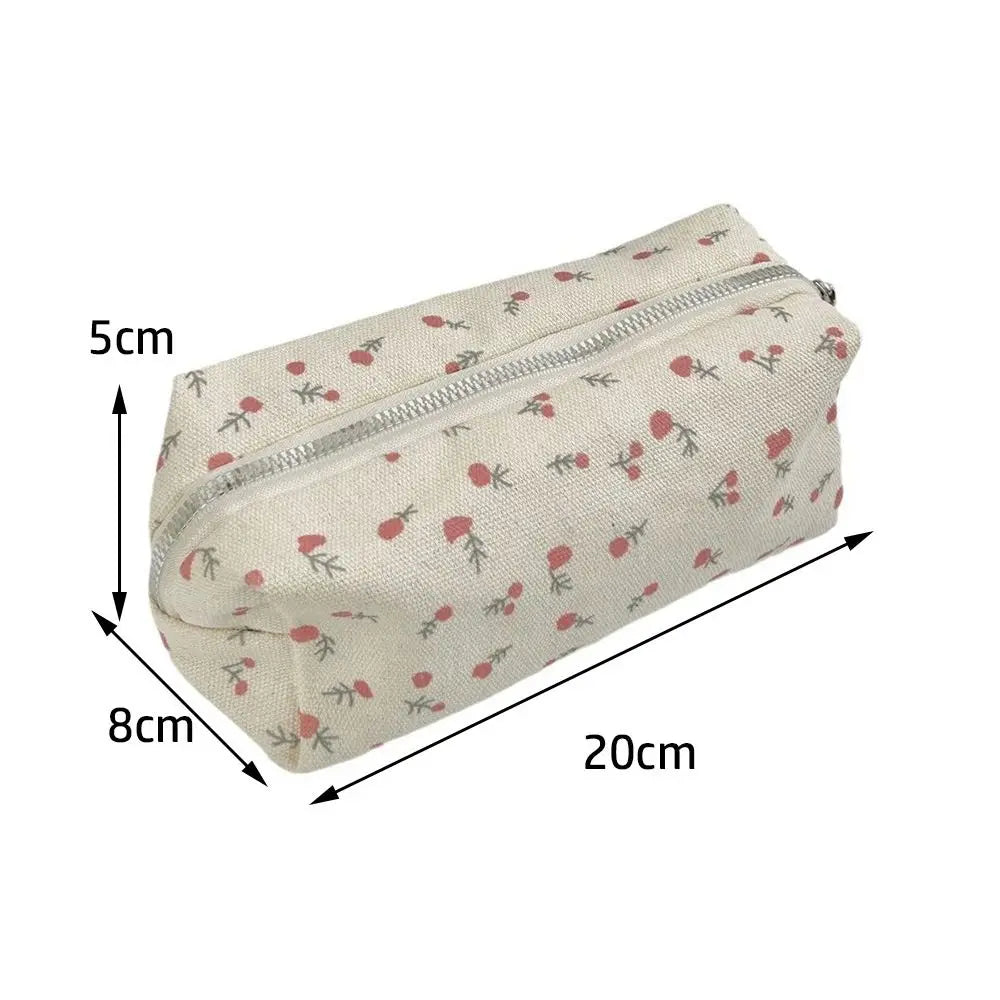 Trousse à Crayons Florale en Canvas – Grande Capacité, 20x8x5 cm, 4 Motifs