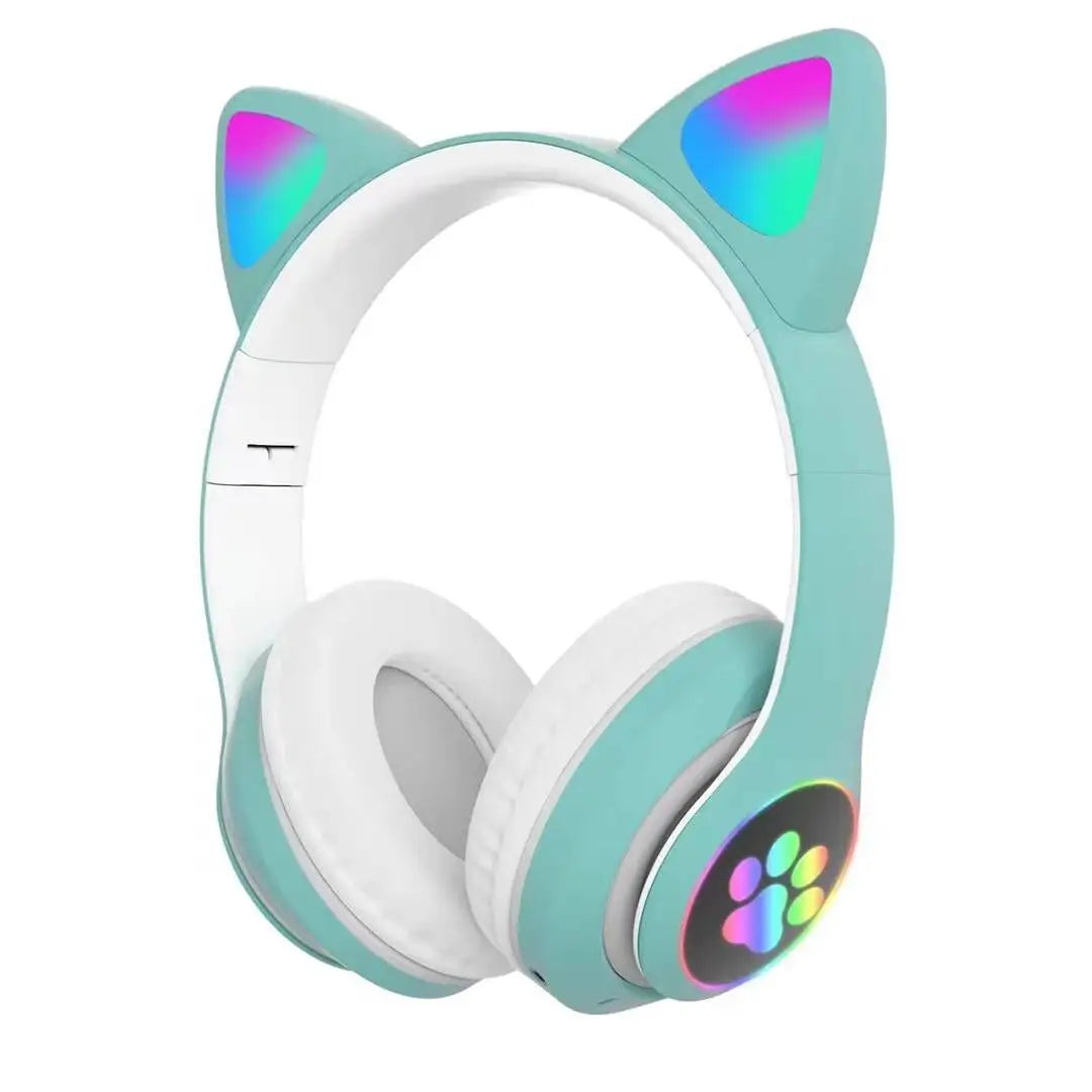 Casque Bluetooth Oreilles de Chat LED – Enfant Fille, Pliable, Sans Fil 5.0