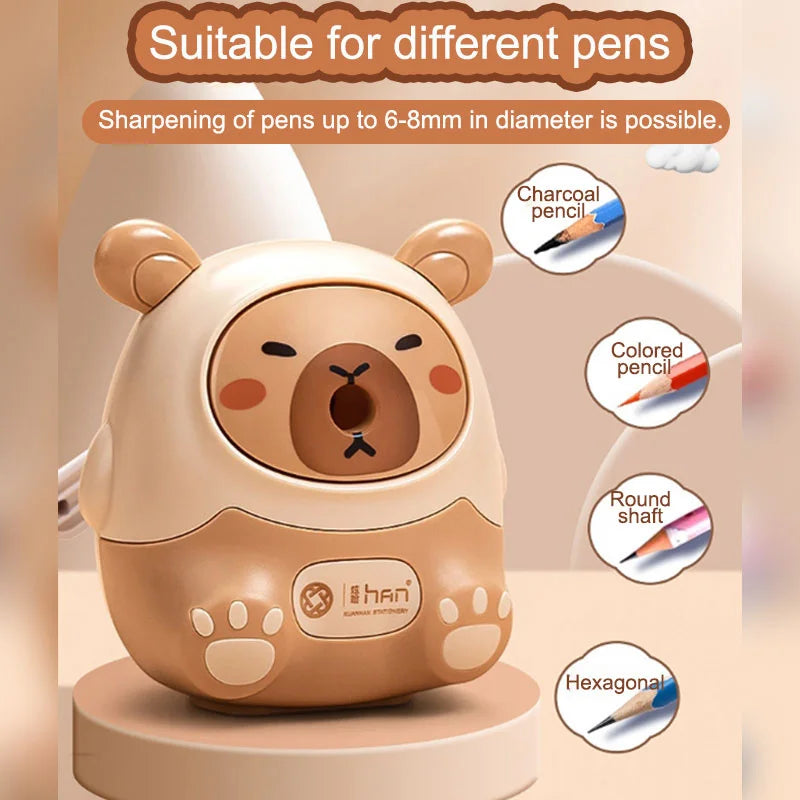 Taille-Crayon Capybara Kawaii – Papeterie Créative Style Coréen, 4 Modèles