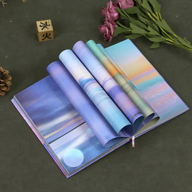 Cahier Journal Couverture Rigide Holographique – 112 Feuilles – Pages Colorées – Format B6 – 6 Modèles
