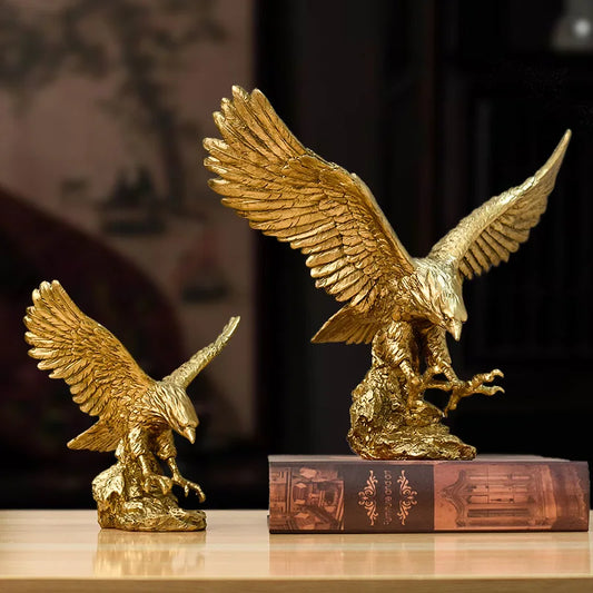 Statue Aigle Doré en Résine – Figurine Décorative Prestige Bureau et Salon