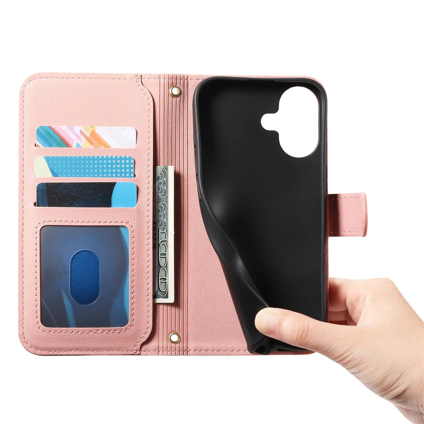 Coque Portefeuille en Cuir Matelassé – Style Sac à Main – iPhone 12 à 17 – 5 Coloris