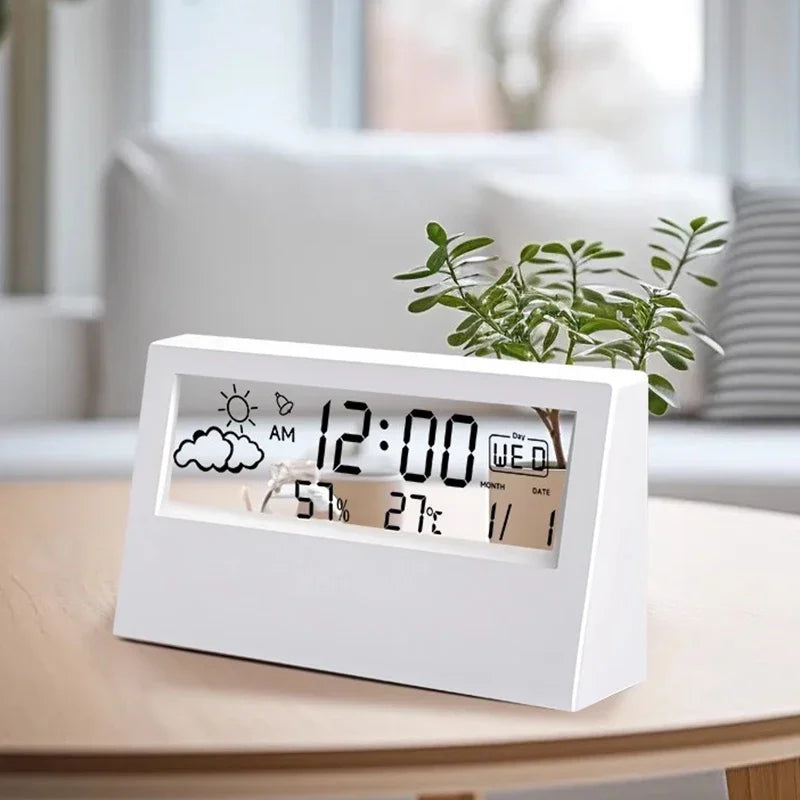 Thermomètre Hygromètre LED – Horloge Électronique, Température & Humidité, Alarme