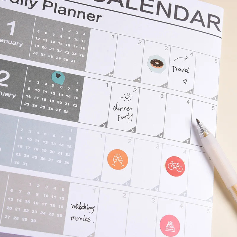 Calendrier Mural 2026 – Planificateur Annuel 365 Jours – Format Affiche – 8 Coloris