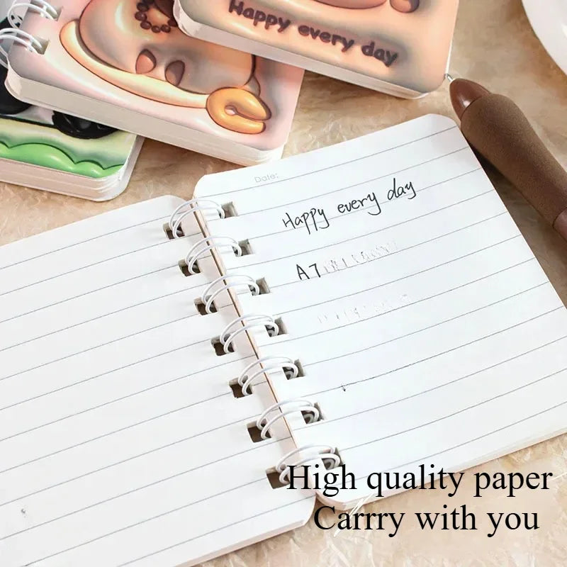 Lot de 4 Carnets Kawaii A7 – Panda & Capybara, Portable, Journal & Planner, Cadeau Papeterie
