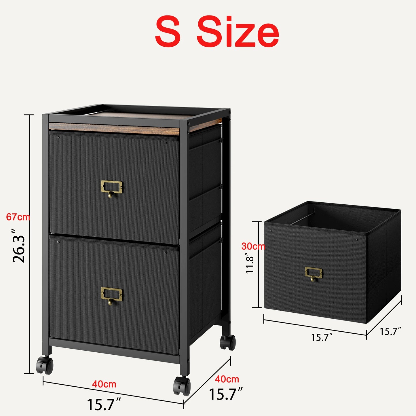 Caisson Mobile à Tiroirs en Tissu – Format A4/Lettre, Roulettes avec Frein, Rangement Bureau