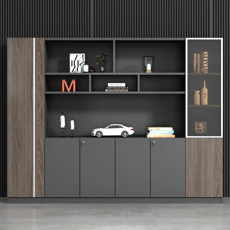 Bibliothèque de Bureau Modulable avec LED et Tiroirs – 7 Tailles, 0,8 m à 3,2 m