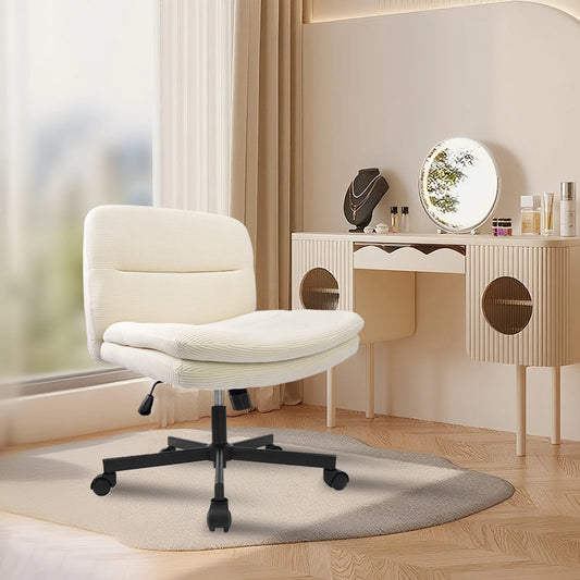 Chaise de Bureau Ergonomique Durrafy – Style Moderne, Roulettes Freins Auto, Pivotante, Ivoire