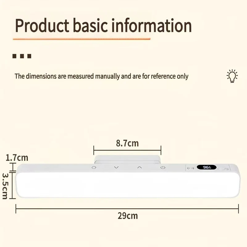 Barre Lumineuse LED Magnétique Rechargeable – Tactile, Affichage Batterie
