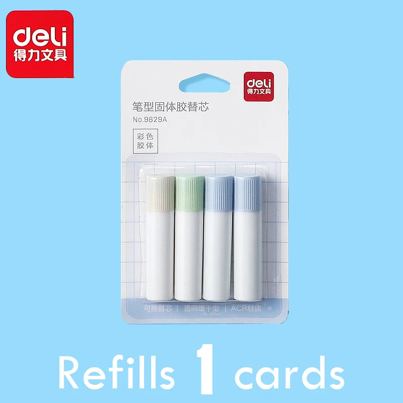 Bâton de Colle Solide Rechargeable Deli – Séchage Rapide, Fort Adhésif, Non Toxique, École & Bureau