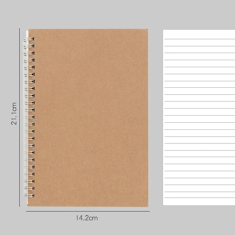 Carnet à Spirale Kraft – A4, A5 ou A6 – Ligné, Pointillés, Grille ou Blanc – Papier 80g